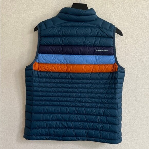 COTOPAXI Fuego Down Vest Blue Orange Indigo Stripes Women's Size Large - Picture 2 of 13